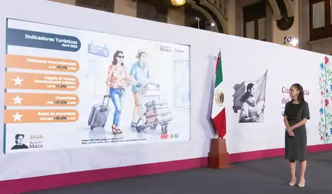 Presidenta Claudia Sheinbaum destaca récord histórico de 34.5 millones de visitantes extranjeros en primer cuatrimestre del 2026