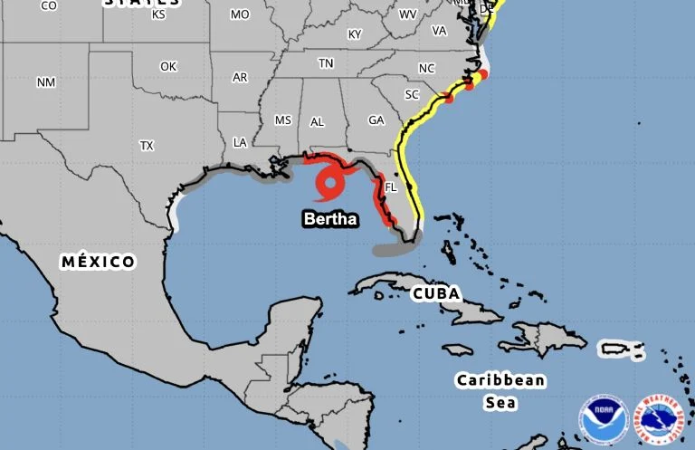 Emiten alerta por tormenta tropical Bertha en estos estados