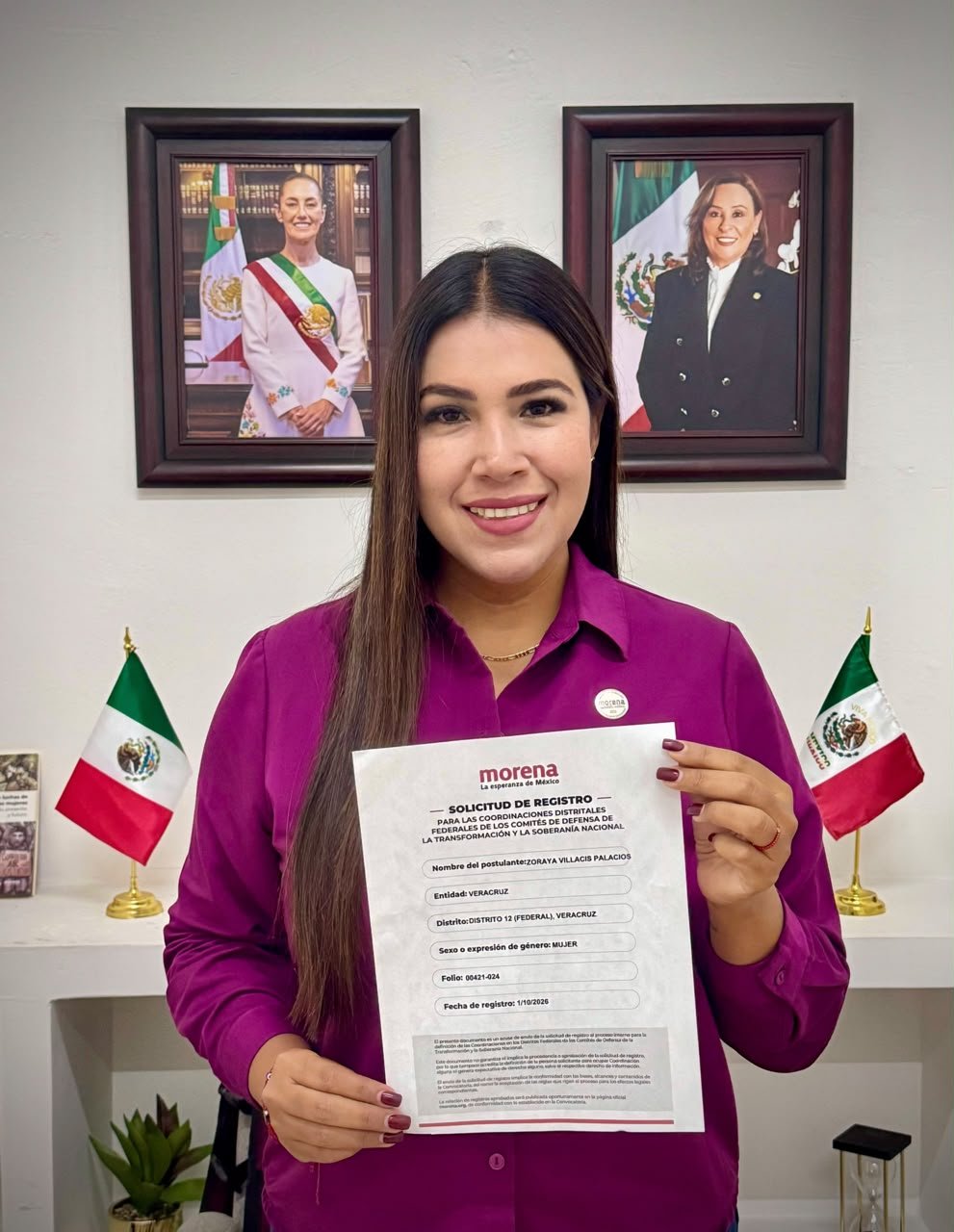 Zoraya Villacís se registra por el Distrito 12 de Veracruz